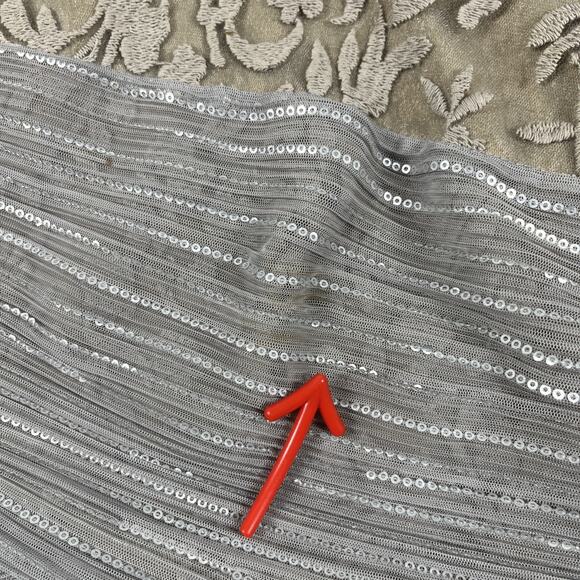 Tadashi Shoji Dress Womens 6 Lace Embroidery Sequins Multi Textured Taupe Silver - Picture 8 of 15